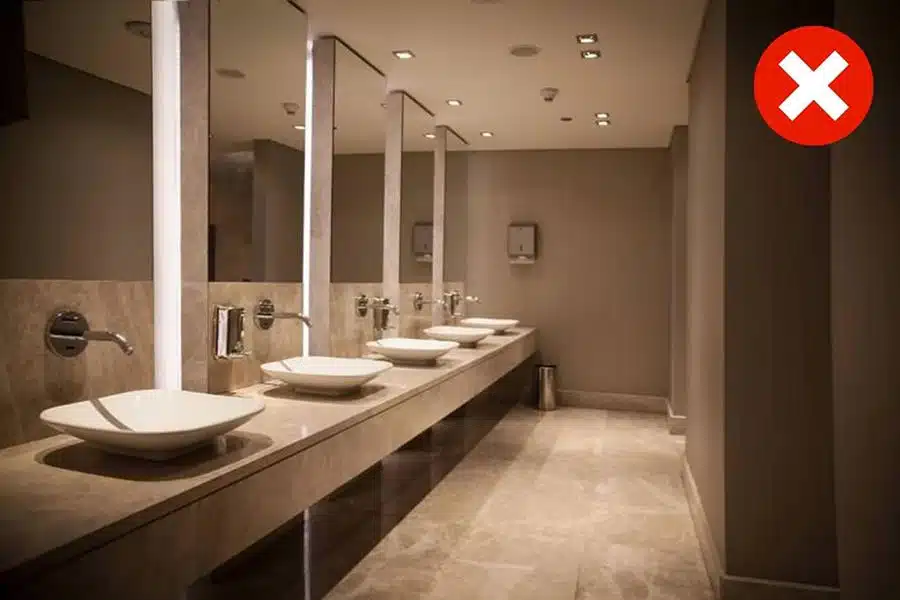 Image of low lit restroom